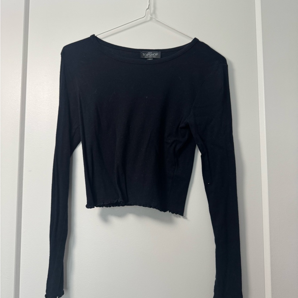 Topshop Black Long Sleeve Blouse